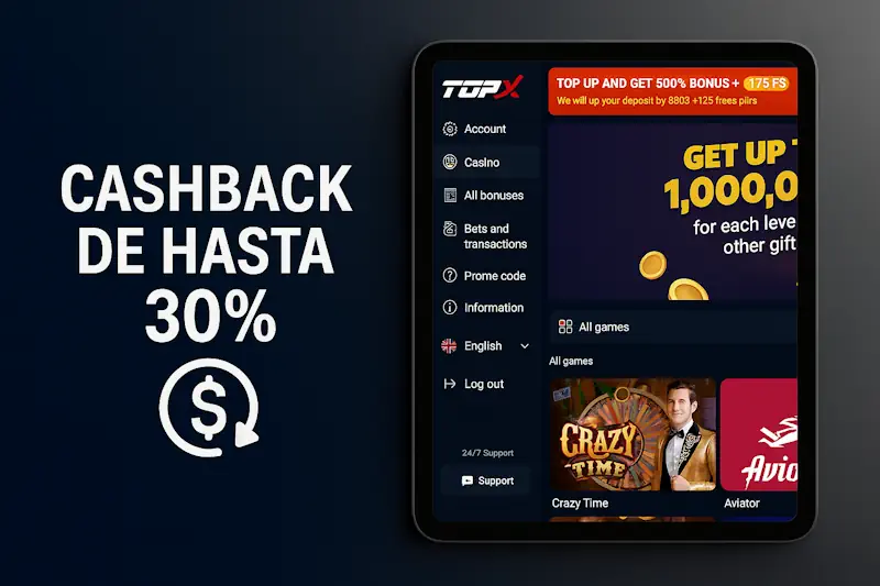 Cashback de hasta 30%